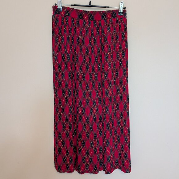VINTAGE 1980s Koret tiny accordion pleated red plaid lightweight skirt EUC - Picture 1 of 8